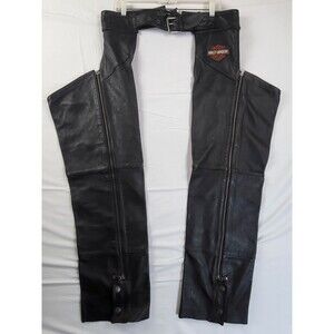 Harley Davidson Genuine Leather Chaps Men's Size M 98090-06VM Black Leather